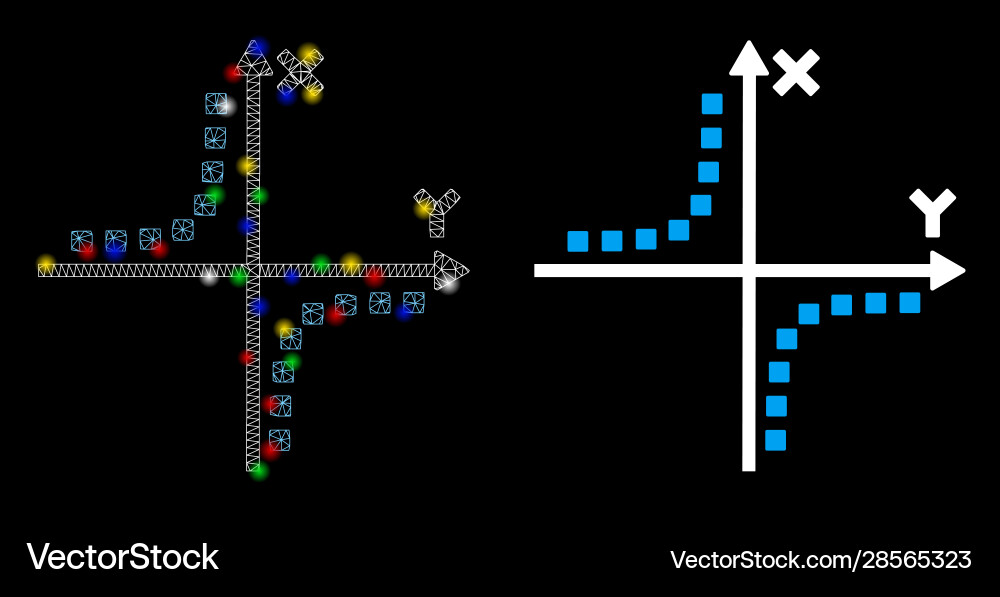 Glossy mesh 2d hyperbola plot icon with flash Glossy mesh 2d hyperbola plot icon with flash vector image
