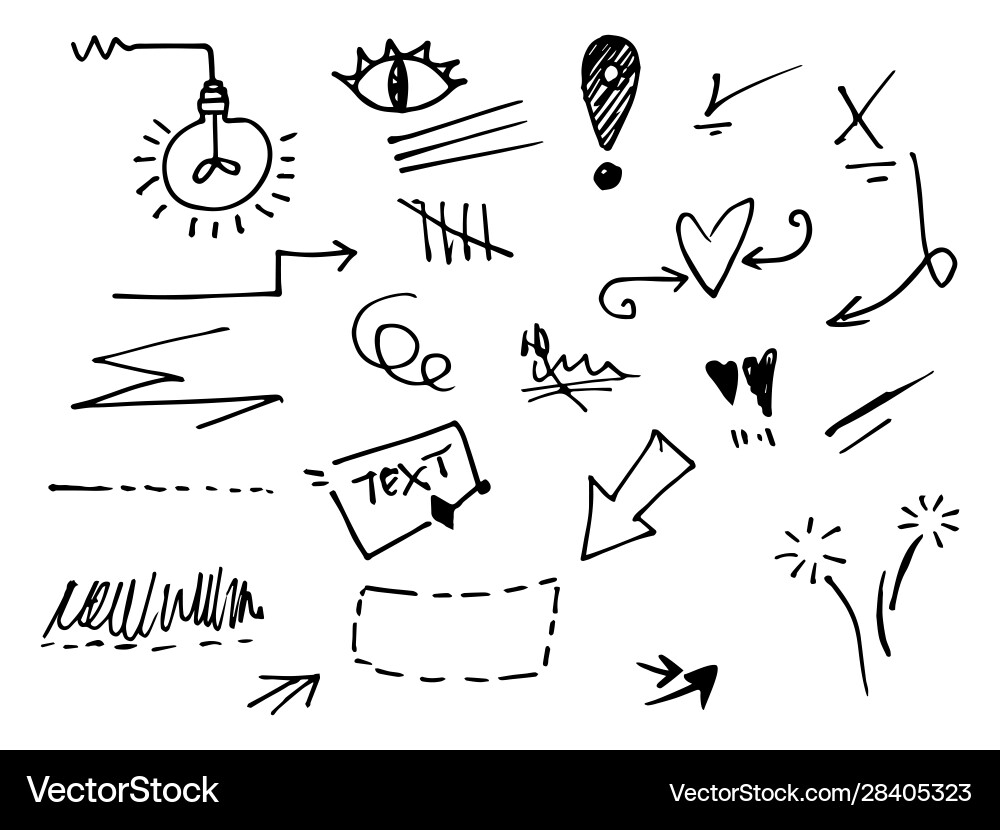 Hand drawn collection design element curly Hand drawn collection design element curly vector image