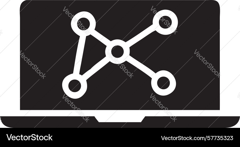 Laptop with abstract network structure icon vector image