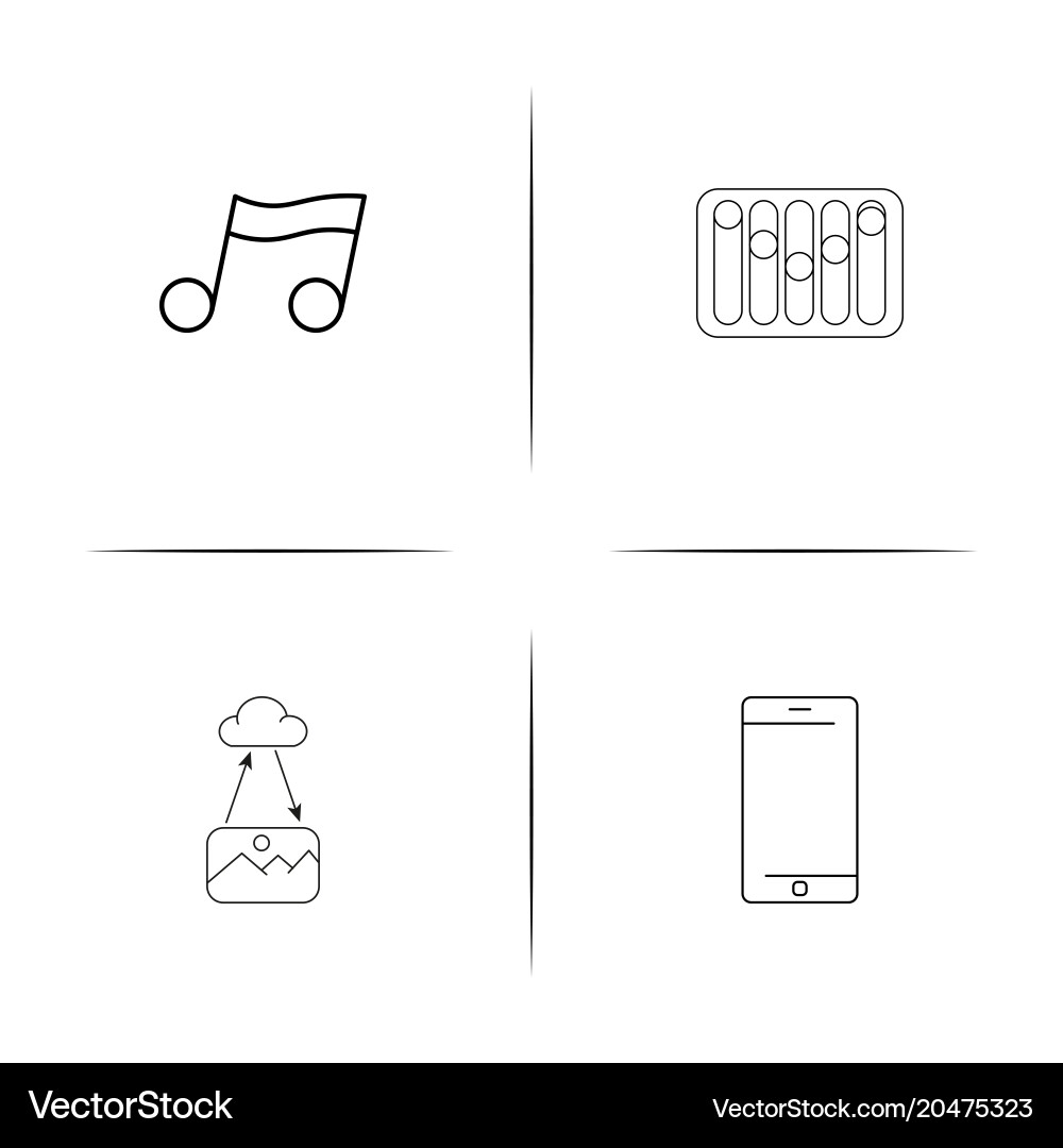 Music simple linear icons set outlined Vector Image