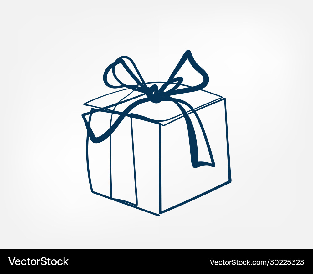 Present box one line isolated design element Vector Image