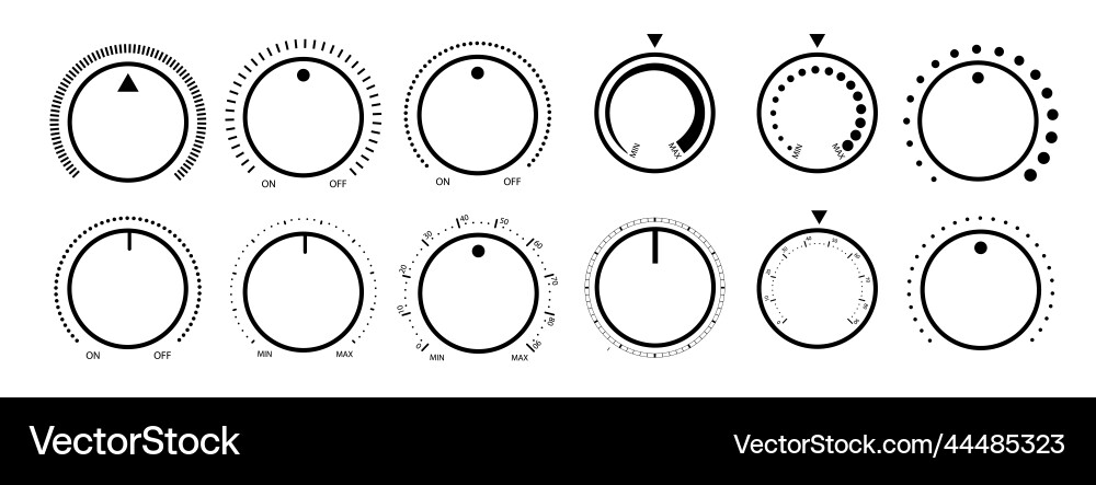 Round scale and controller volume level knob Round scale and controller volume level knob Vector Image