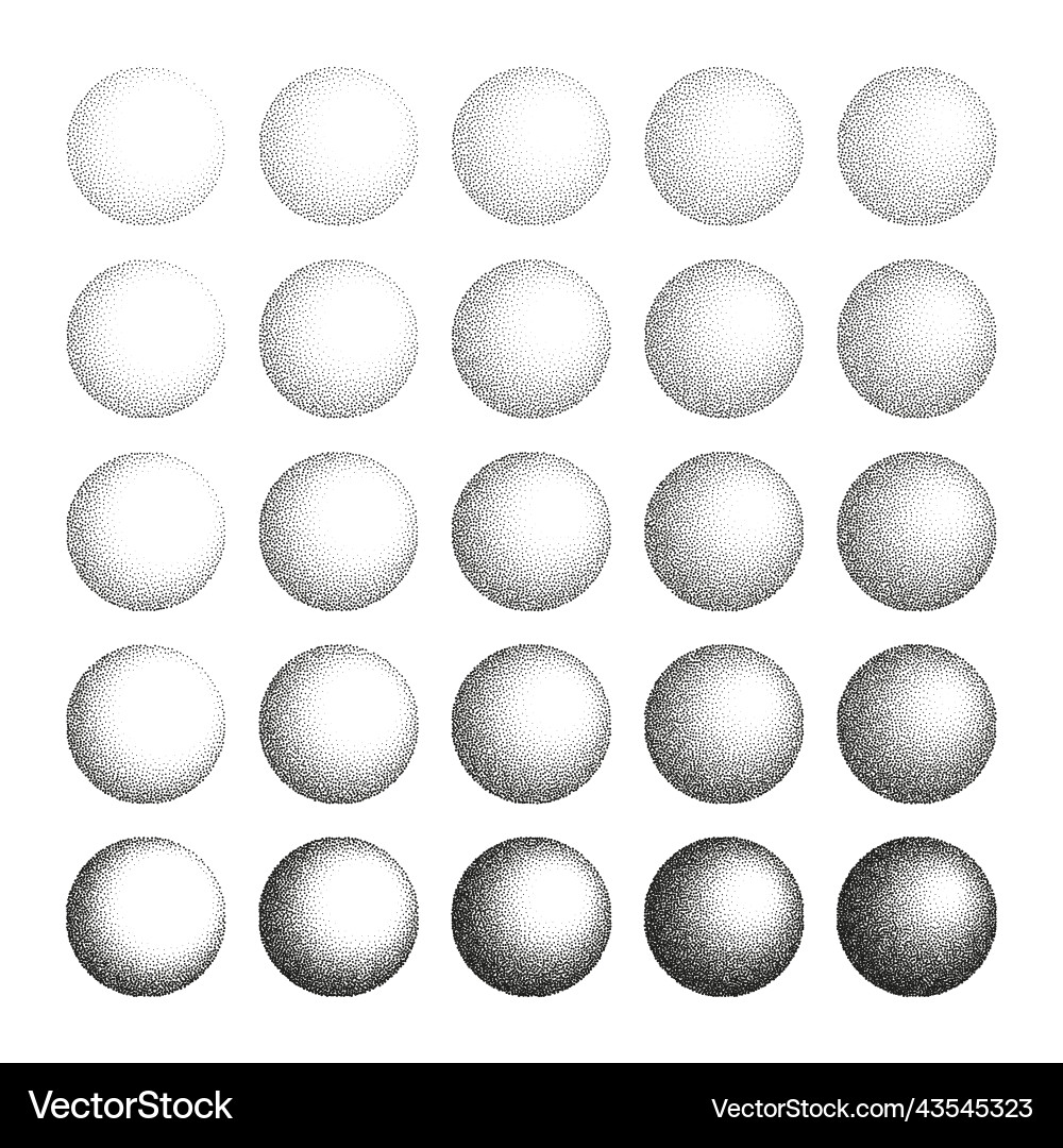 Round shaped dotted objects stipple elements Round shaped dotted objects stipple elements vector image