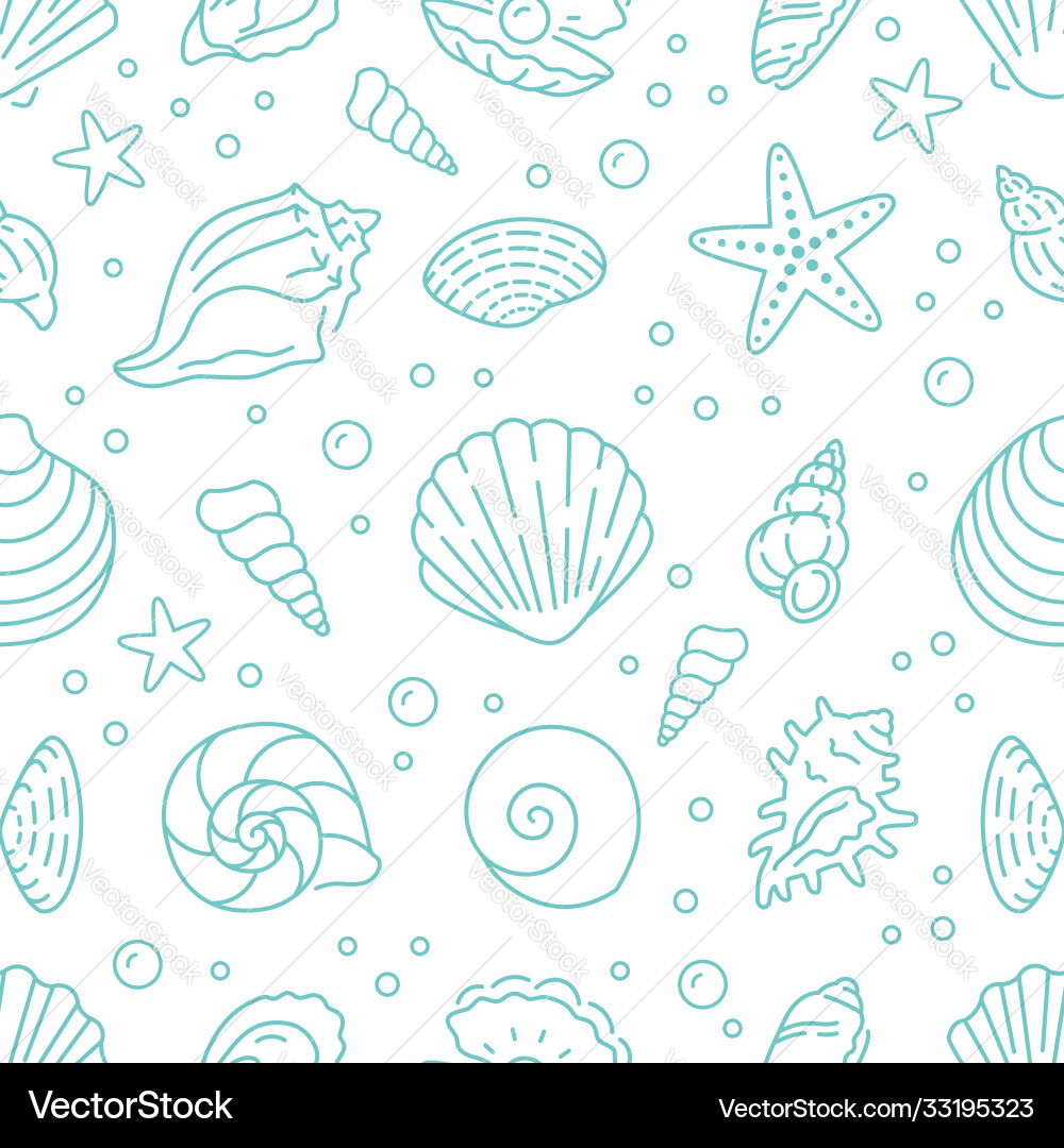 Seashell seamless pattern background Seashell seamless pattern background vector image