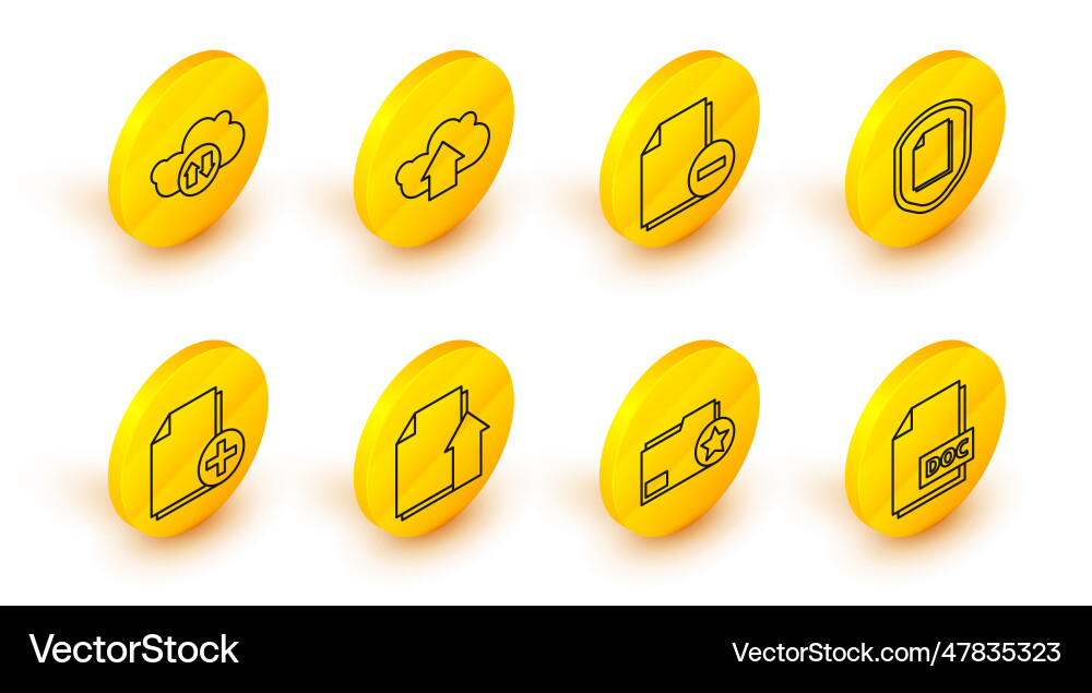 Set line doc file document folder Vector Image