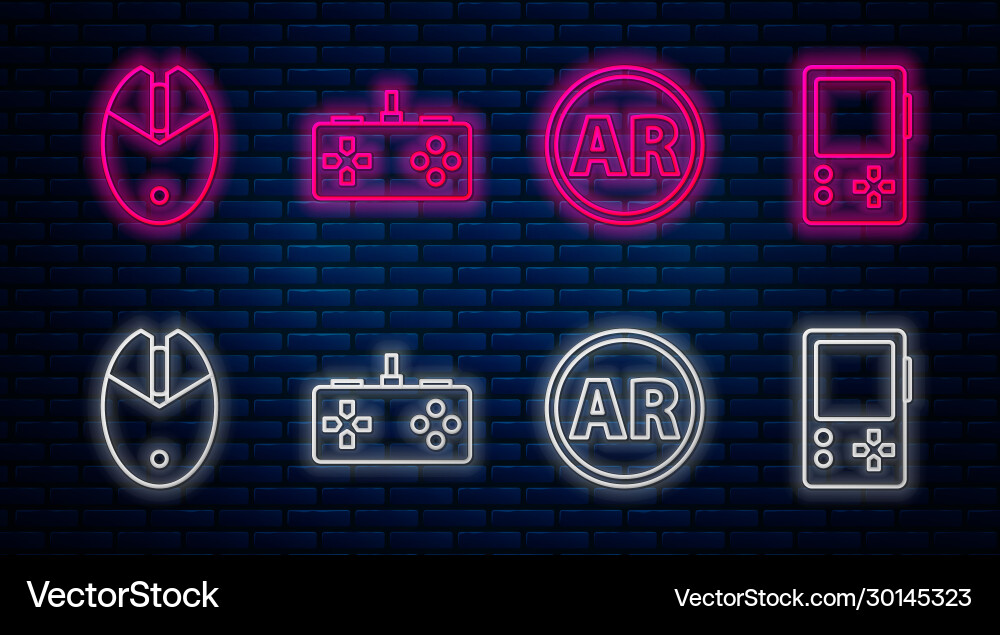 Set line gamepad ar augmented reality computer vector image