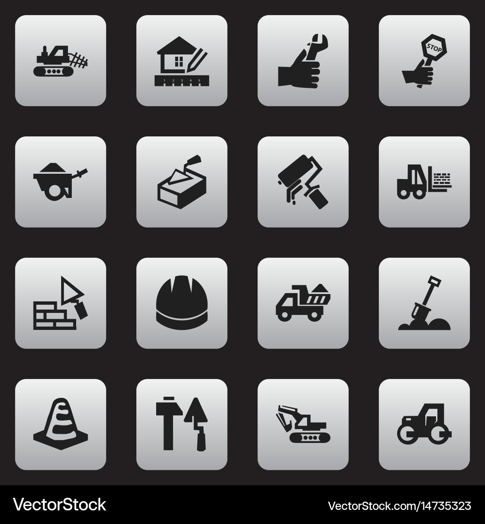Set of 16 editable building icons includes vector image