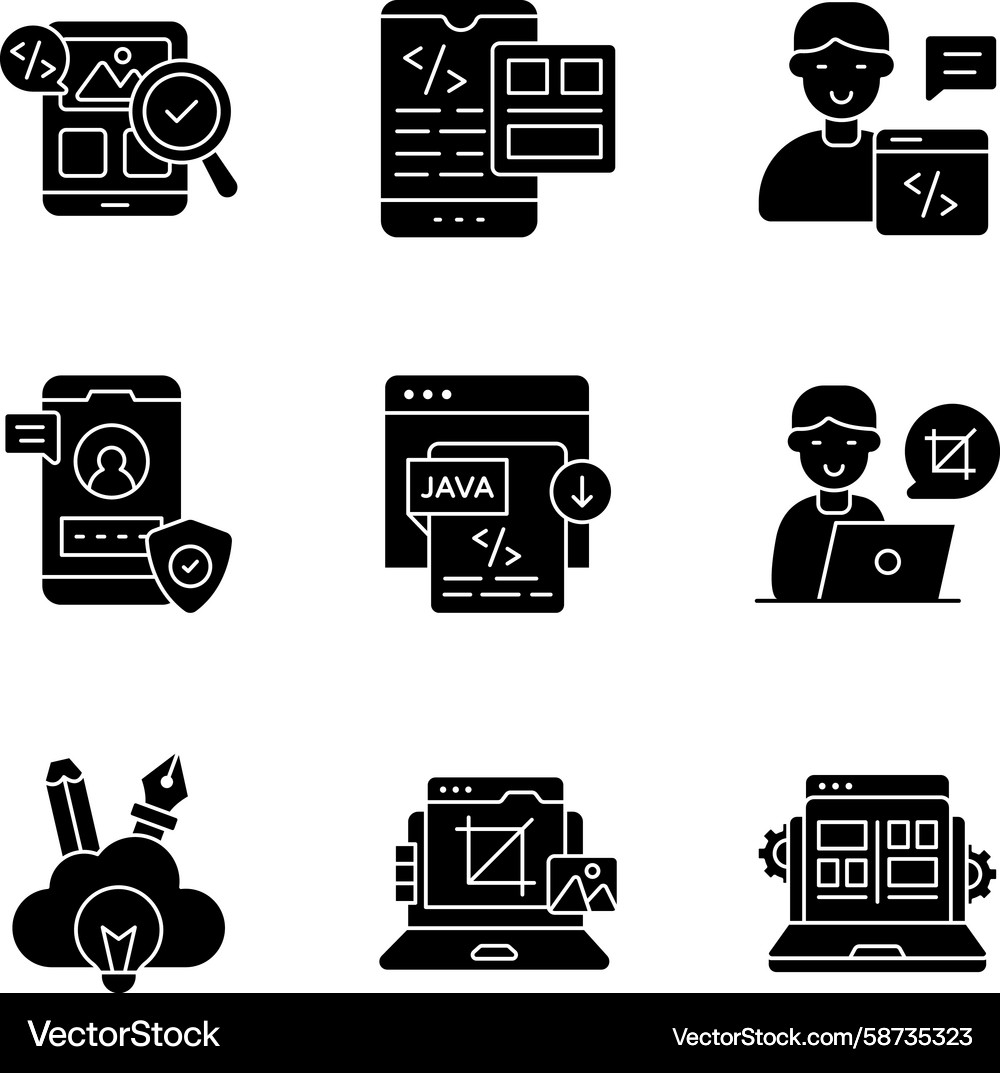 Set of web and graphic solid icons Vector Image