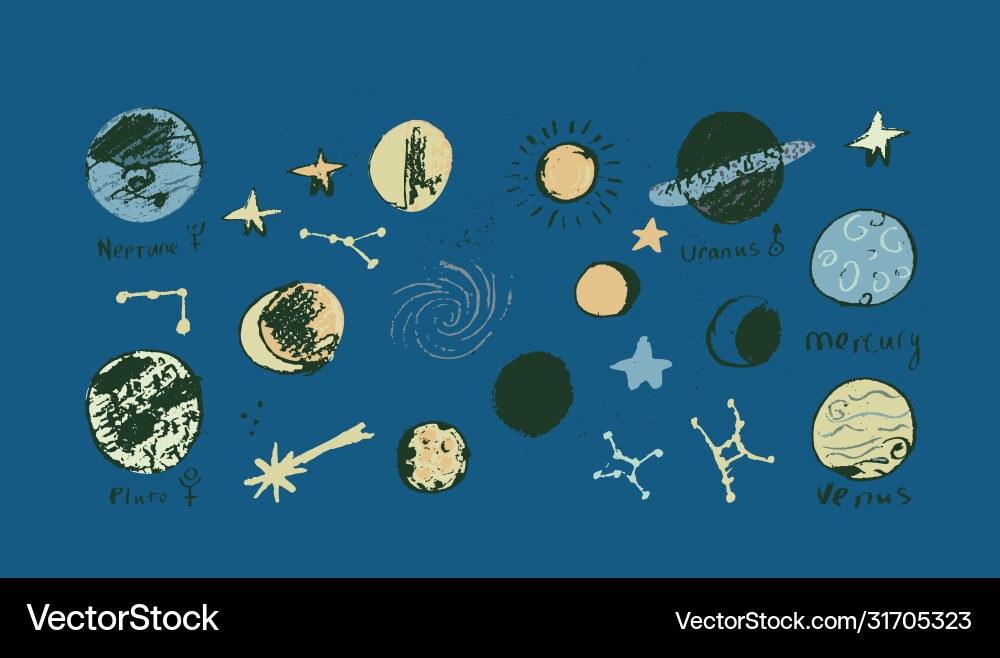 Set space objects planets stars circles Set space objects planets stars circles Vector Image