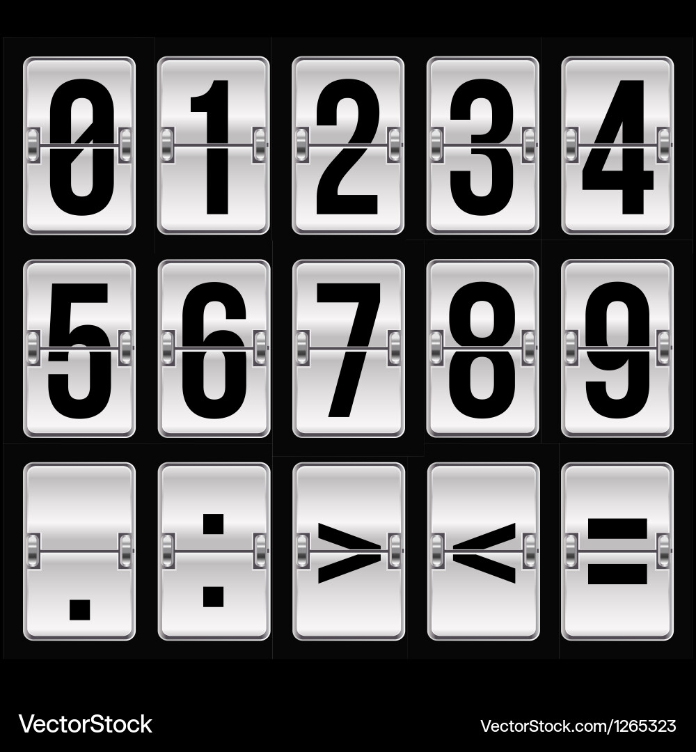 Silver Timetable Numbers Display Vector Image