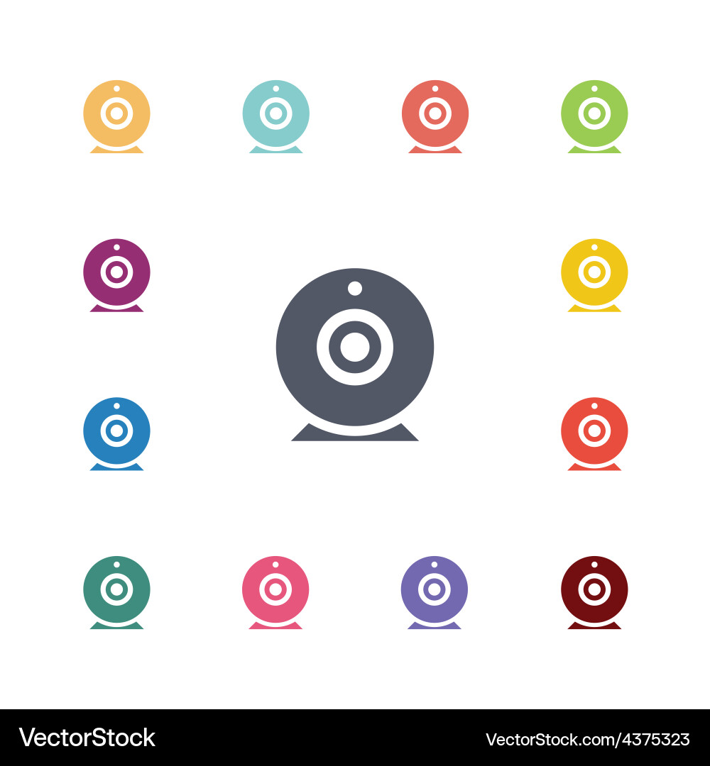 Web camera flat icons set Vector Image