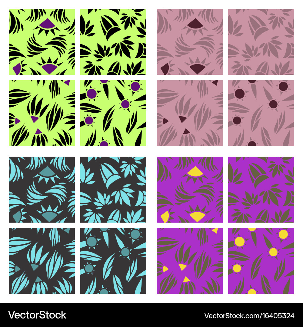 Assembly of patterns in flower style vector image