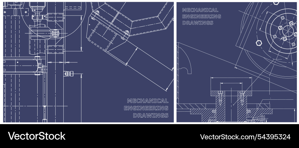 Blueprint set engine line drawing vector image