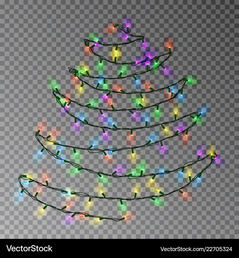 Christmas color tree of lights string hanging on w Christmas color tree of lights string hanging on w vector image