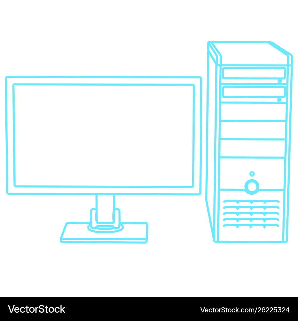 Contour computer monitor and system unit Vector Image