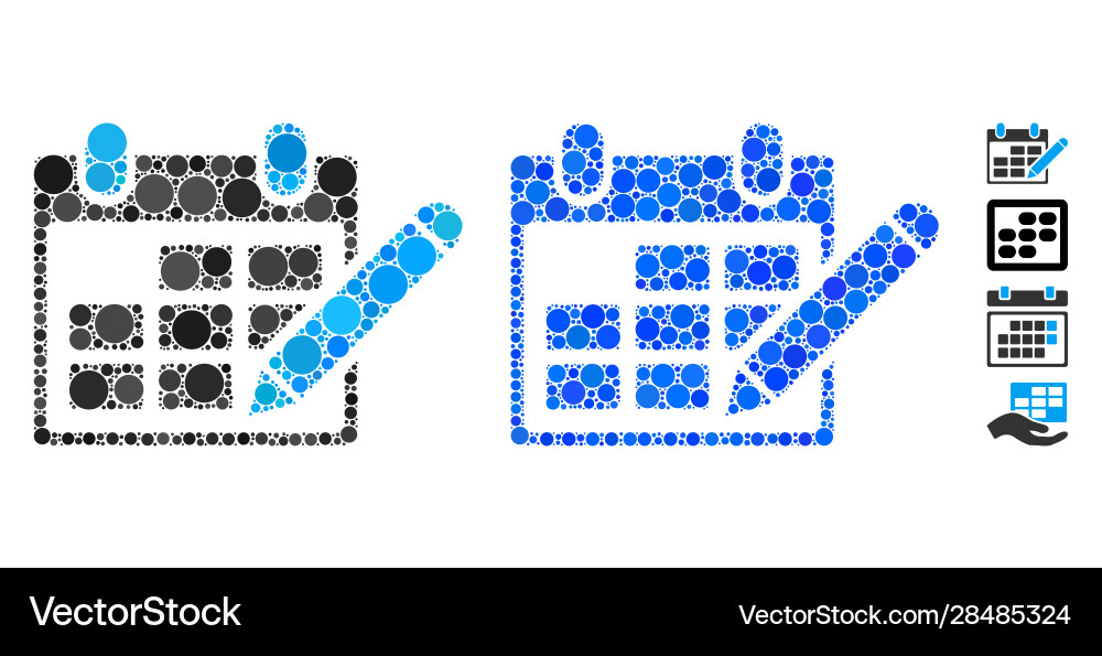 Edit calendar table mosaic icon circle dots Vector Image