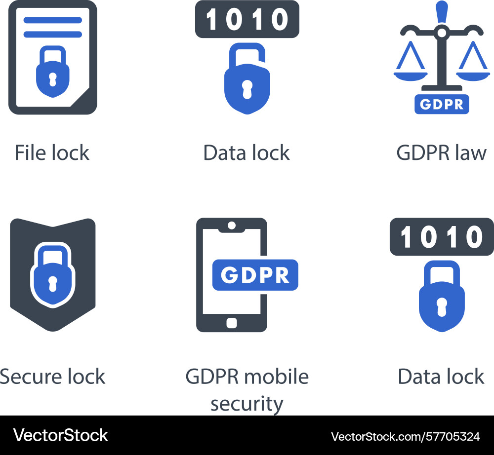 File lock data gdpr law secure vector image