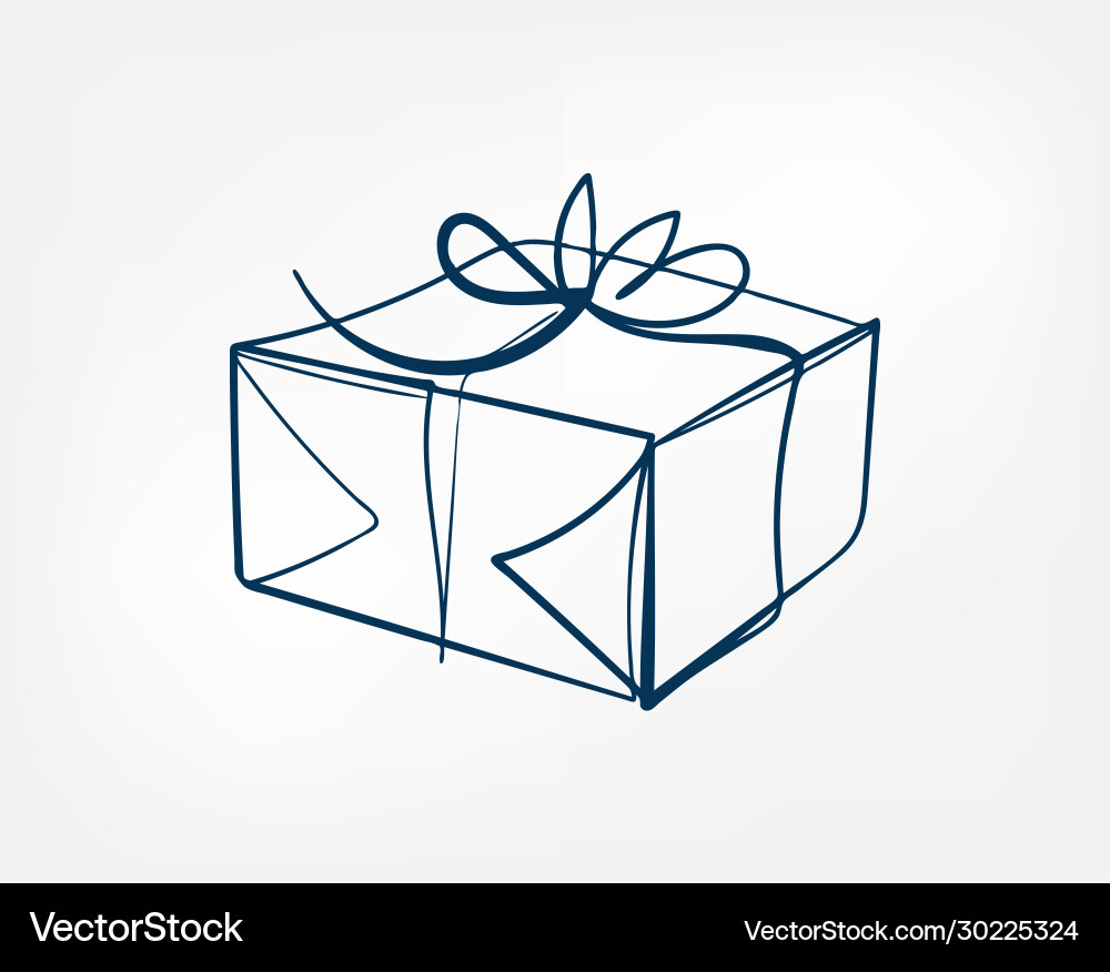 Geschenkbox ein Line isoliertes Designelement Vektorbild