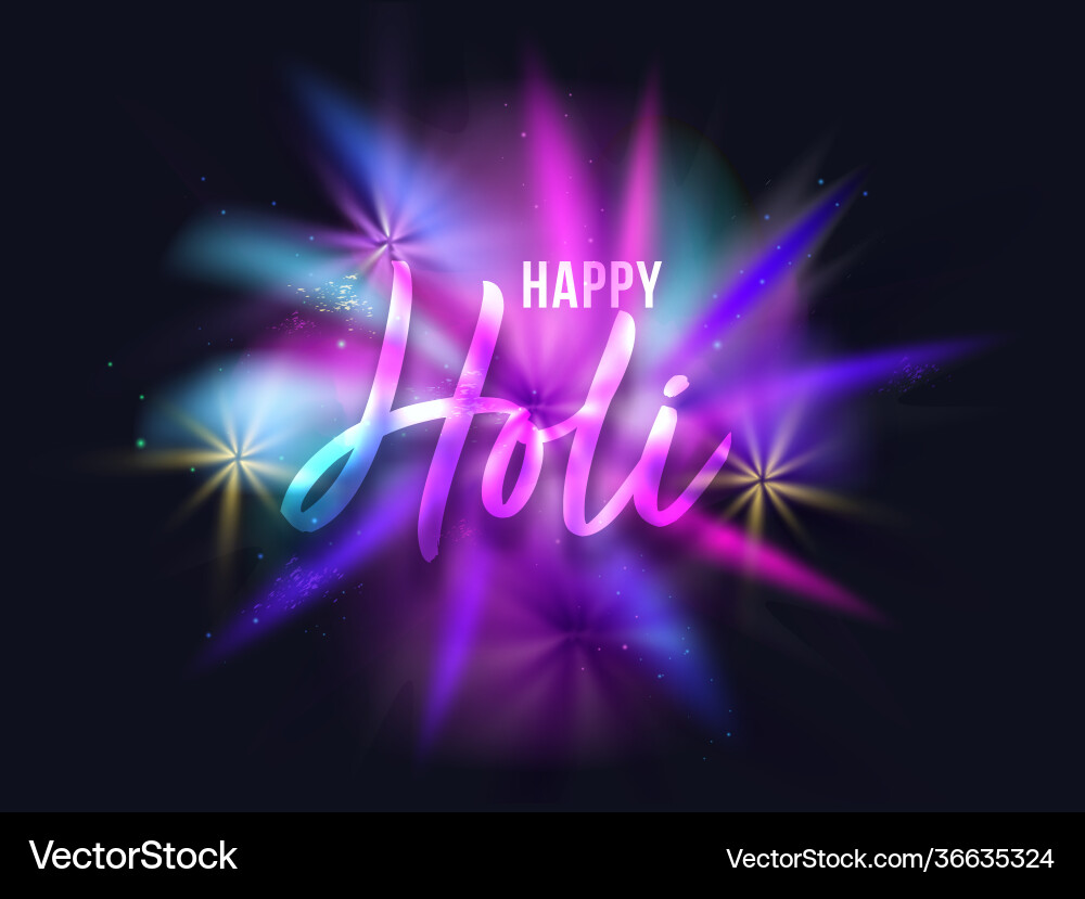 Gradient happy holi font with blurred color Vector Image