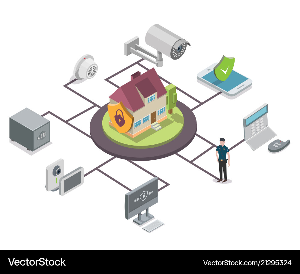 Home Security Isometric Concept Royalty Free Vector Image