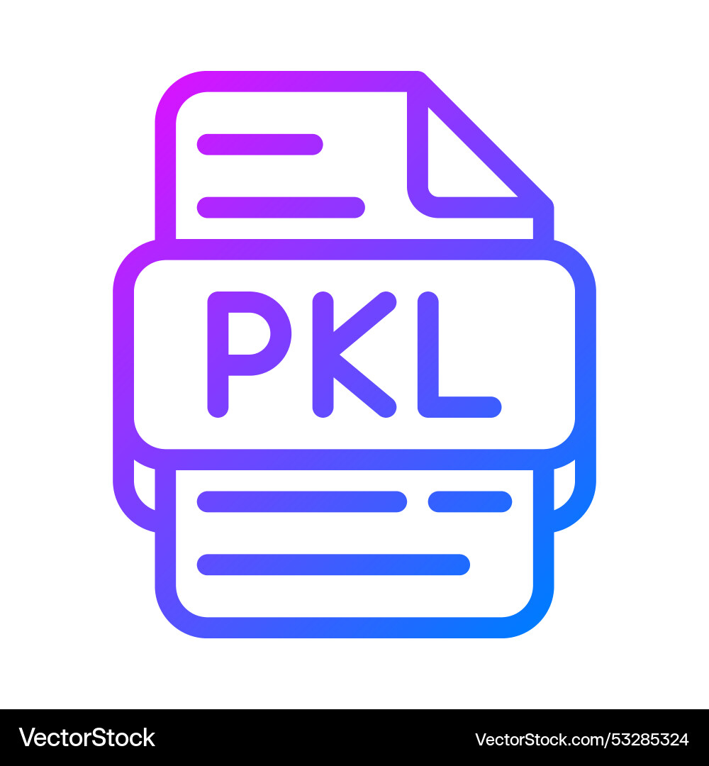 Pkl document format file type icon gradient icons Vector Image
