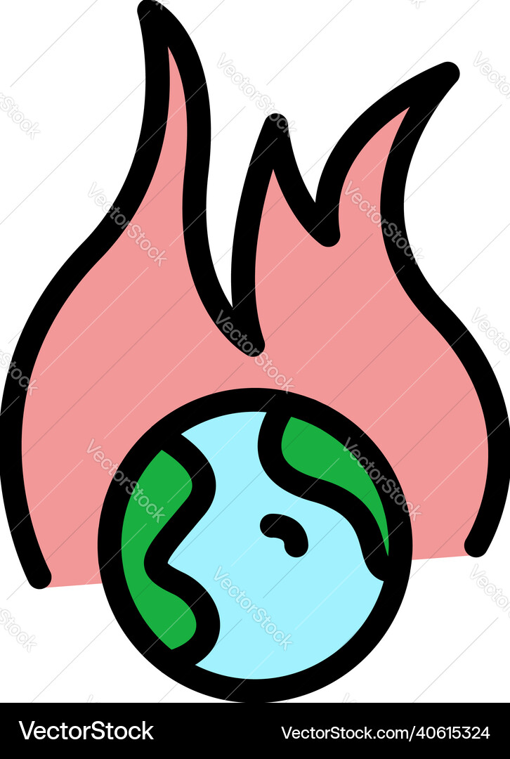 Planet in fire icon color outline Vector Image