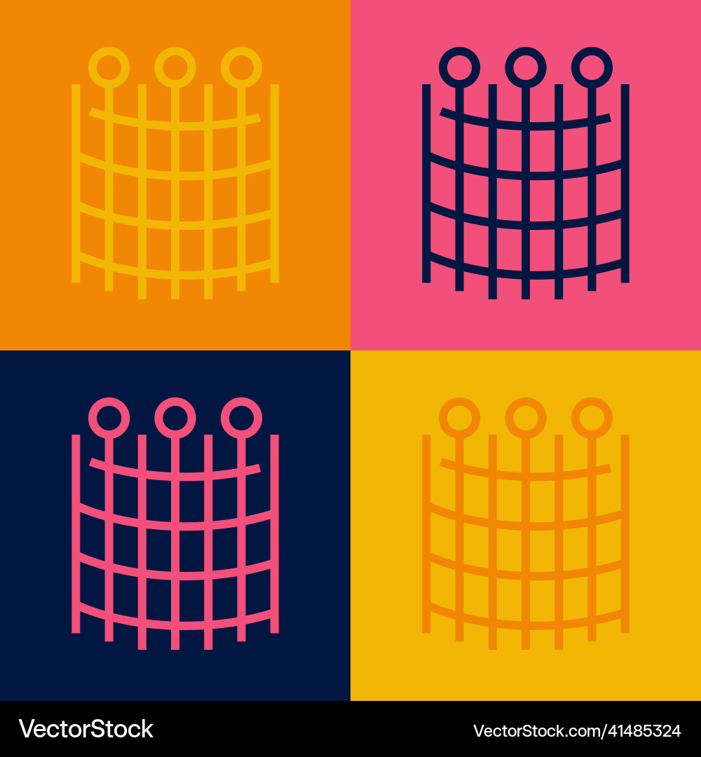 Pop art line fishing net pattern icon isolated vector image