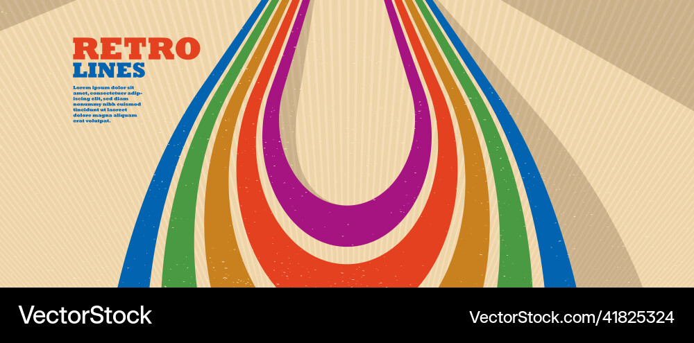 Retro style abstract background with curve lines Vector Image