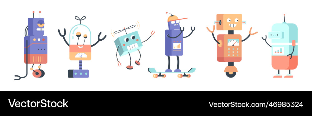 Robots and chatbots cute childish characters Vector Image