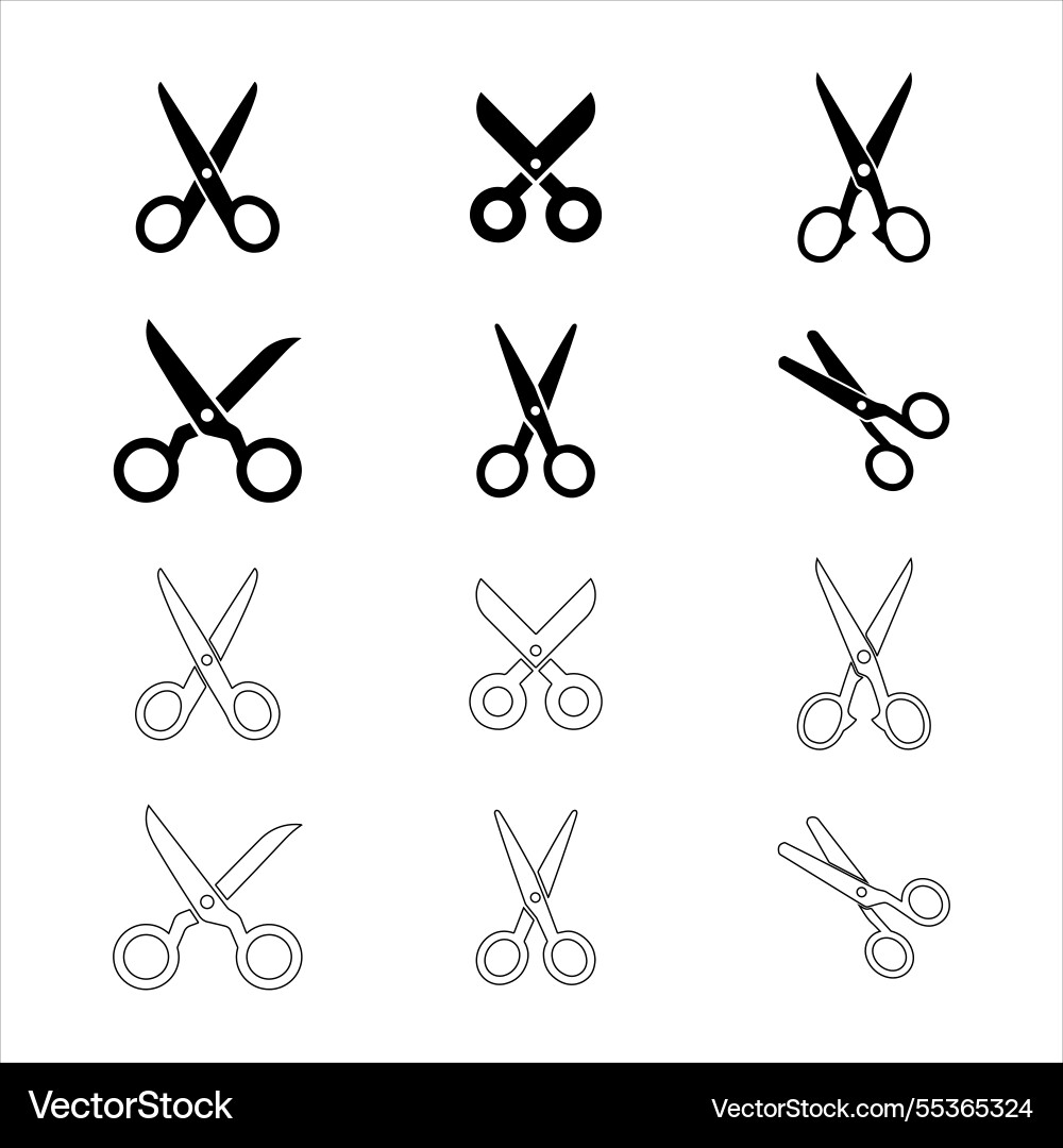 Scissors icons set vector image