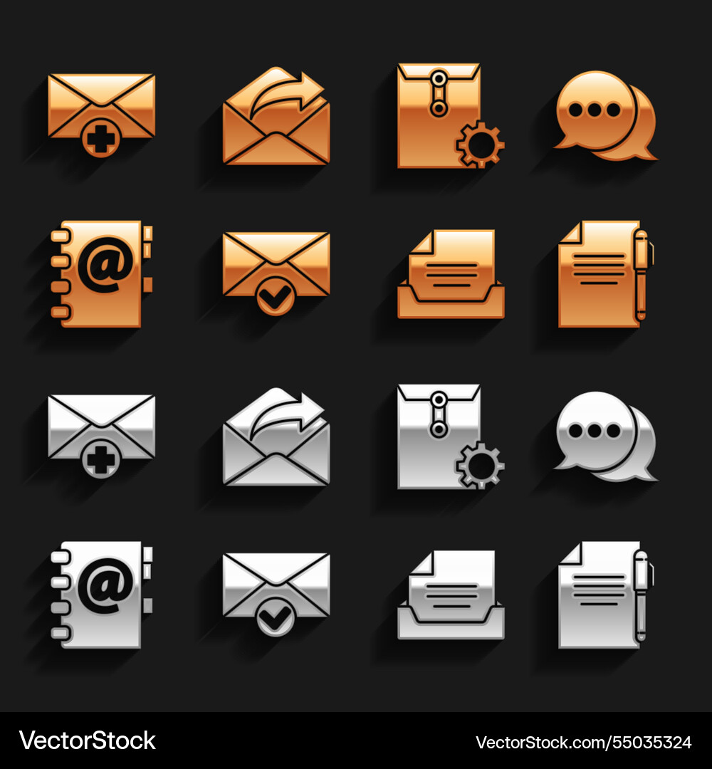 Set envelope and check mark speech bubble chat Set envelope and check mark speech bubble chat vector image