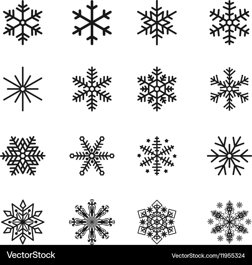 Snowflake Icon Set Vector Image