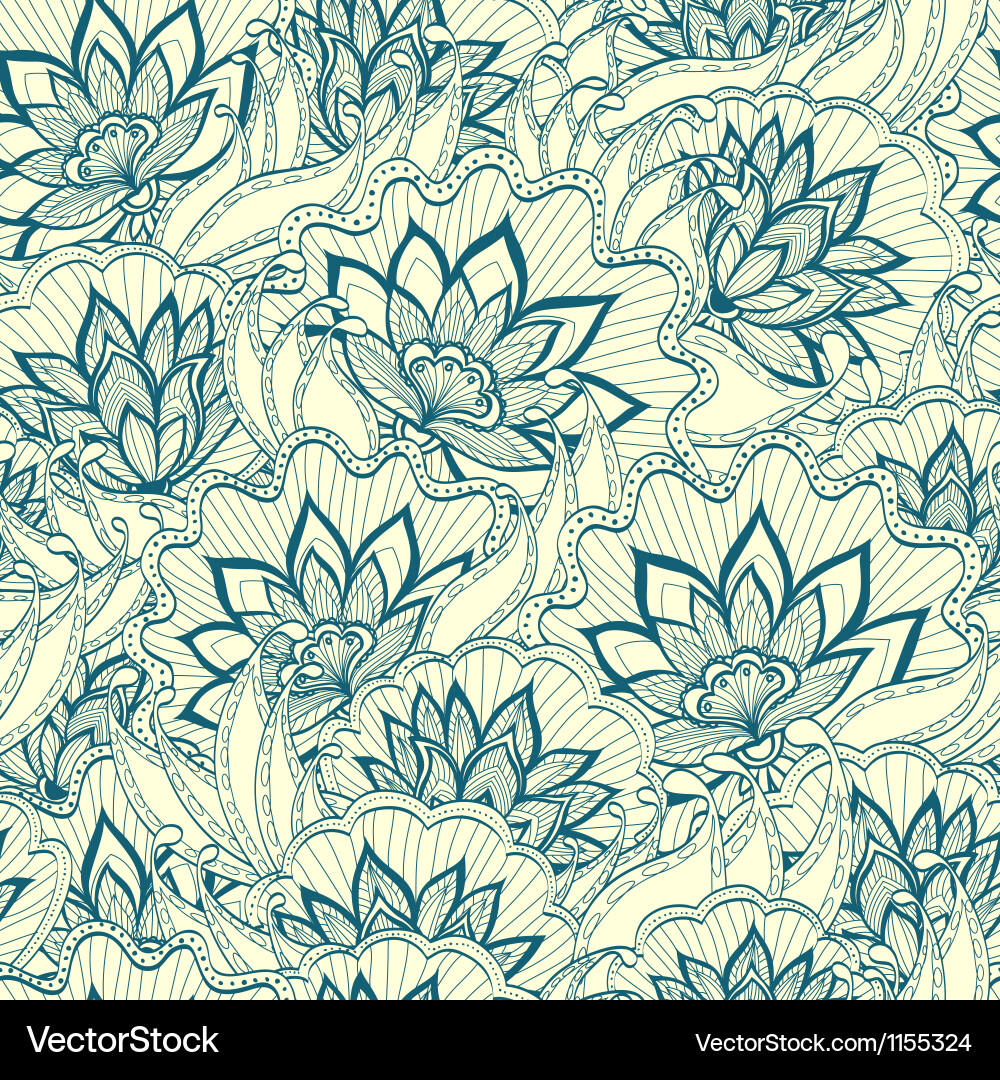 Spring pattern with handdrawn flowers