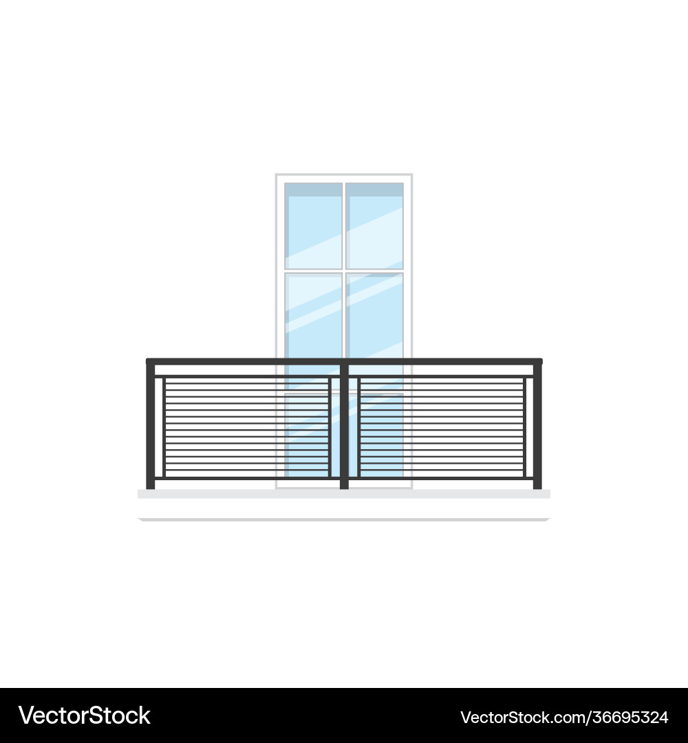 Window balustrade and metal handrails on balcony Window balustrade and metal handrails on balcony vector image