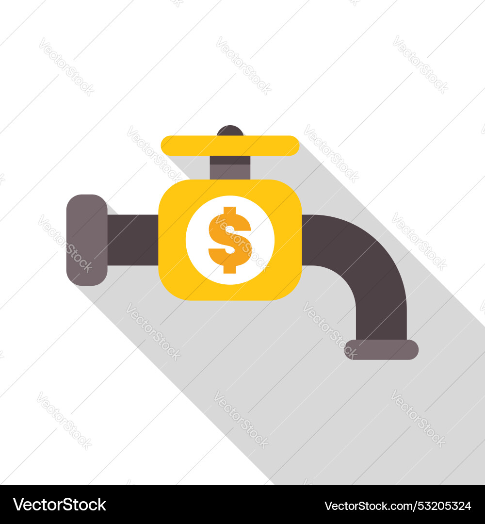 Yellow valve controlling flow of money in pipeline Vector Image