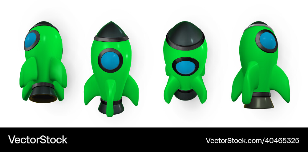 3d rocket spaceship render and draw by mesh vector image