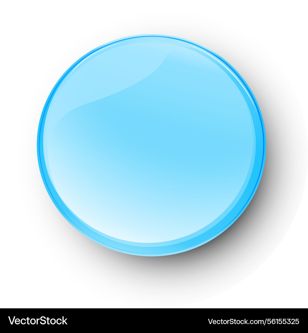 A shiny blue circular button with 3d effect vector image