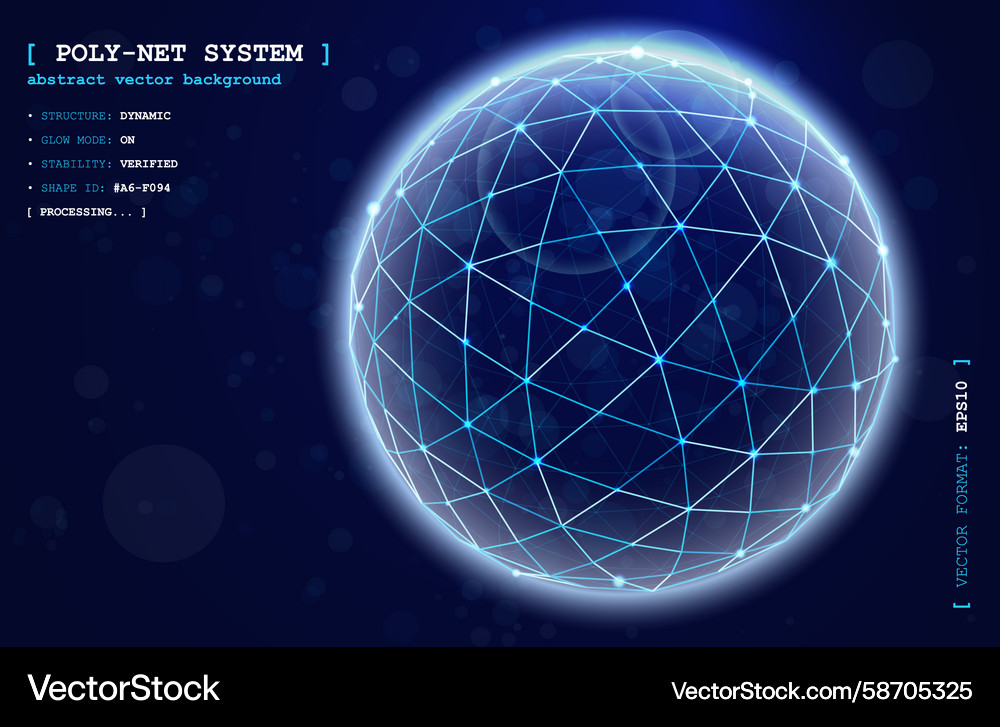Abstract 3d sphere of polygons lines dots globe Abstract 3d sphere of polygons lines dots globe Vector Image