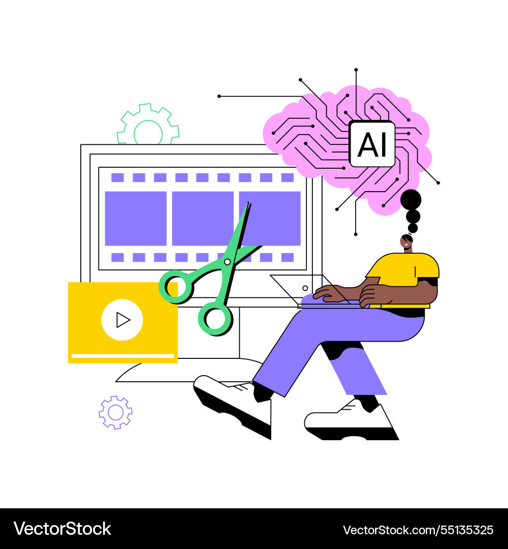 Ai-optimized video editing abstract concept Ai-optimized video editing abstract concept vector image
