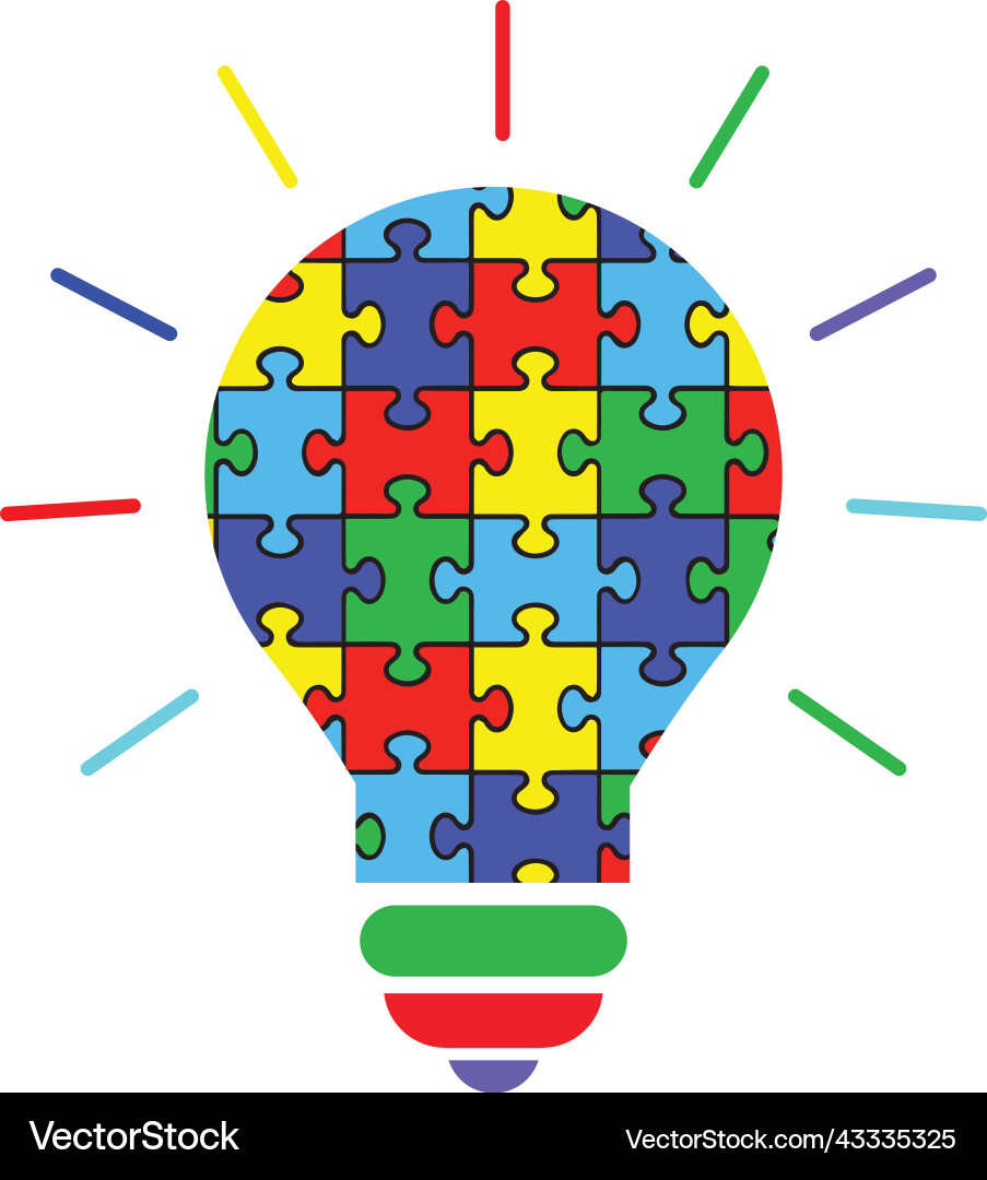Autism light bulb 2 Royalty Free Vector Image - VectorStock