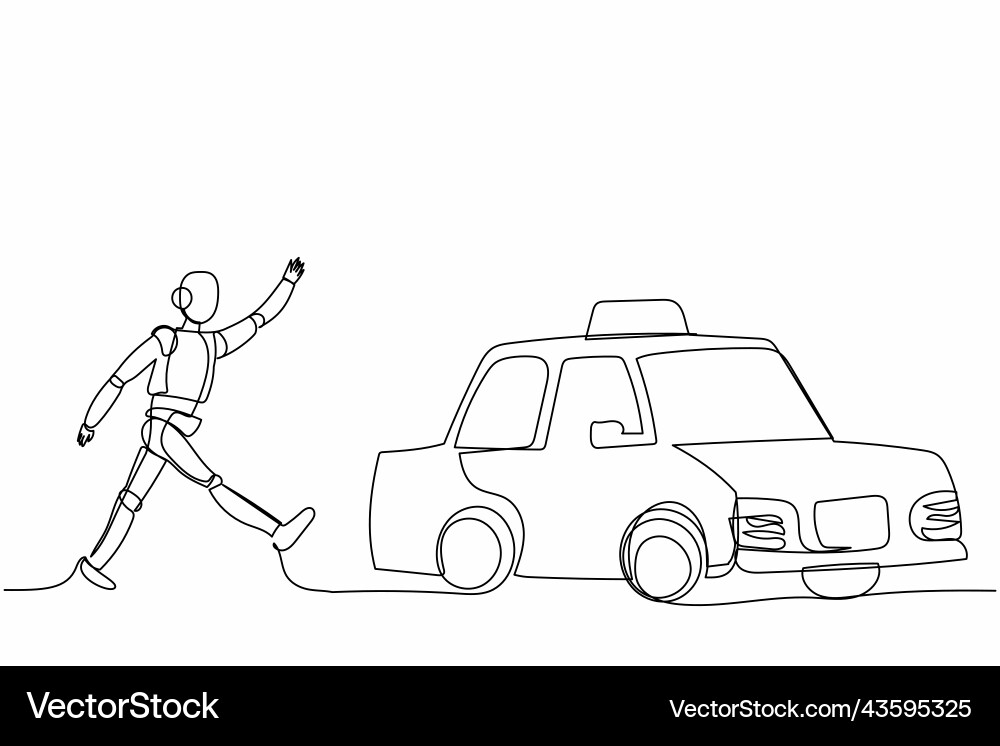 Continuous one line drawing robot running chasing Continuous one line drawing robot running chasing Vector Image