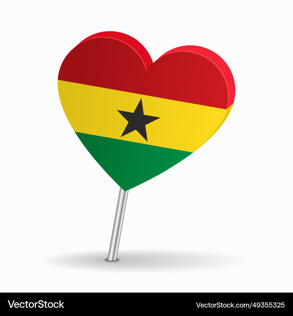 Ghana Flag Heart Map Pointer Vector Image