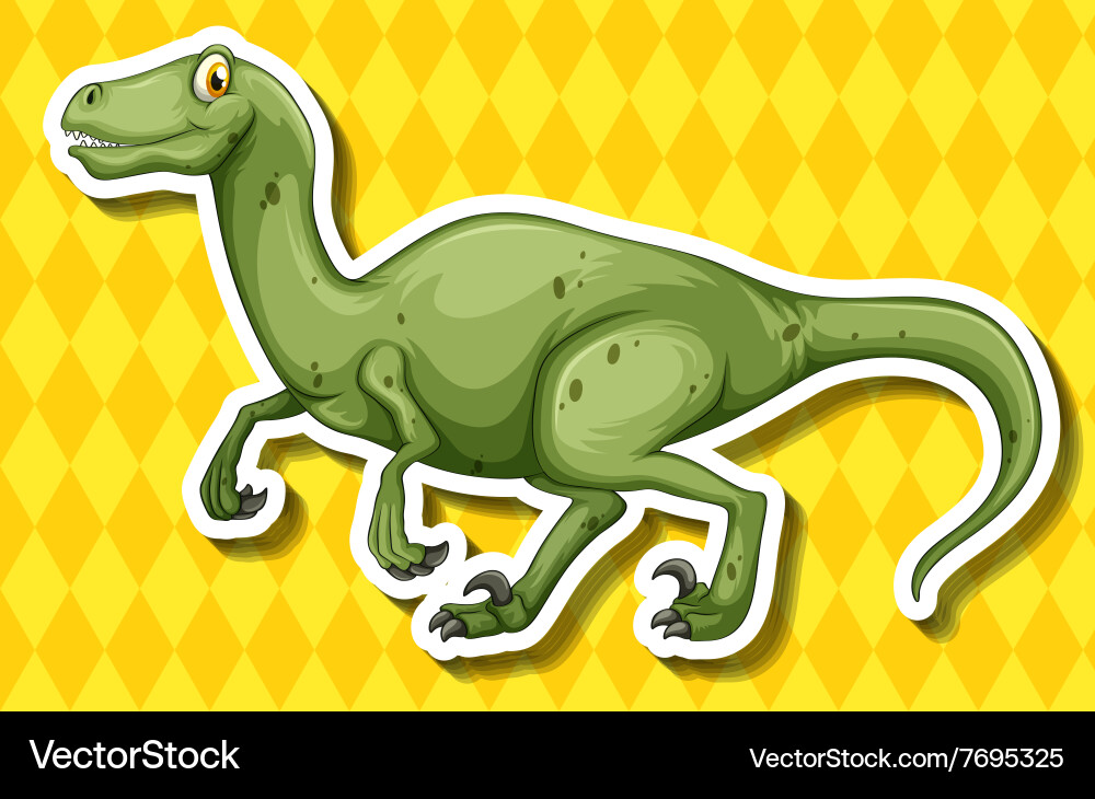 Green Dinosaur Running on a Patterned Background vector image