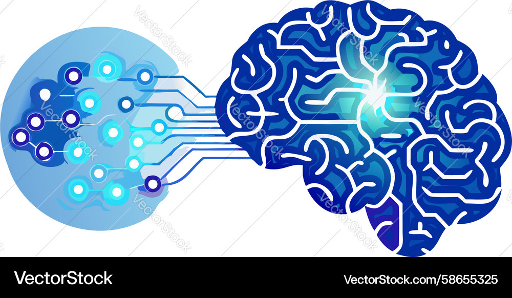 Neural network connecting brain to abstract data Vector Image