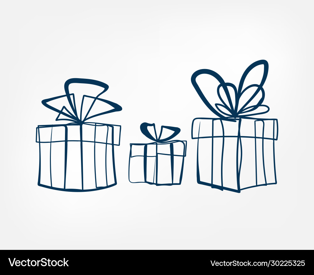 Present box one line isolated design element Present box one line isolated design element Vector Image