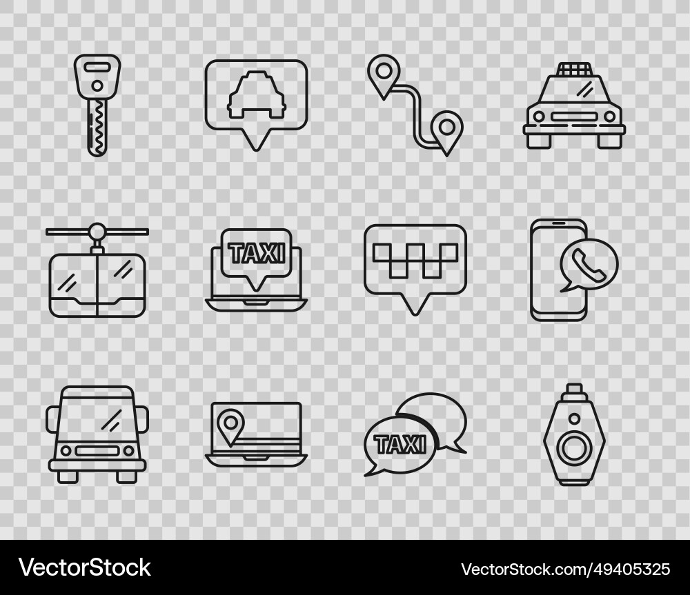 Set line car key with remote route location Set line car key with remote route location vector image