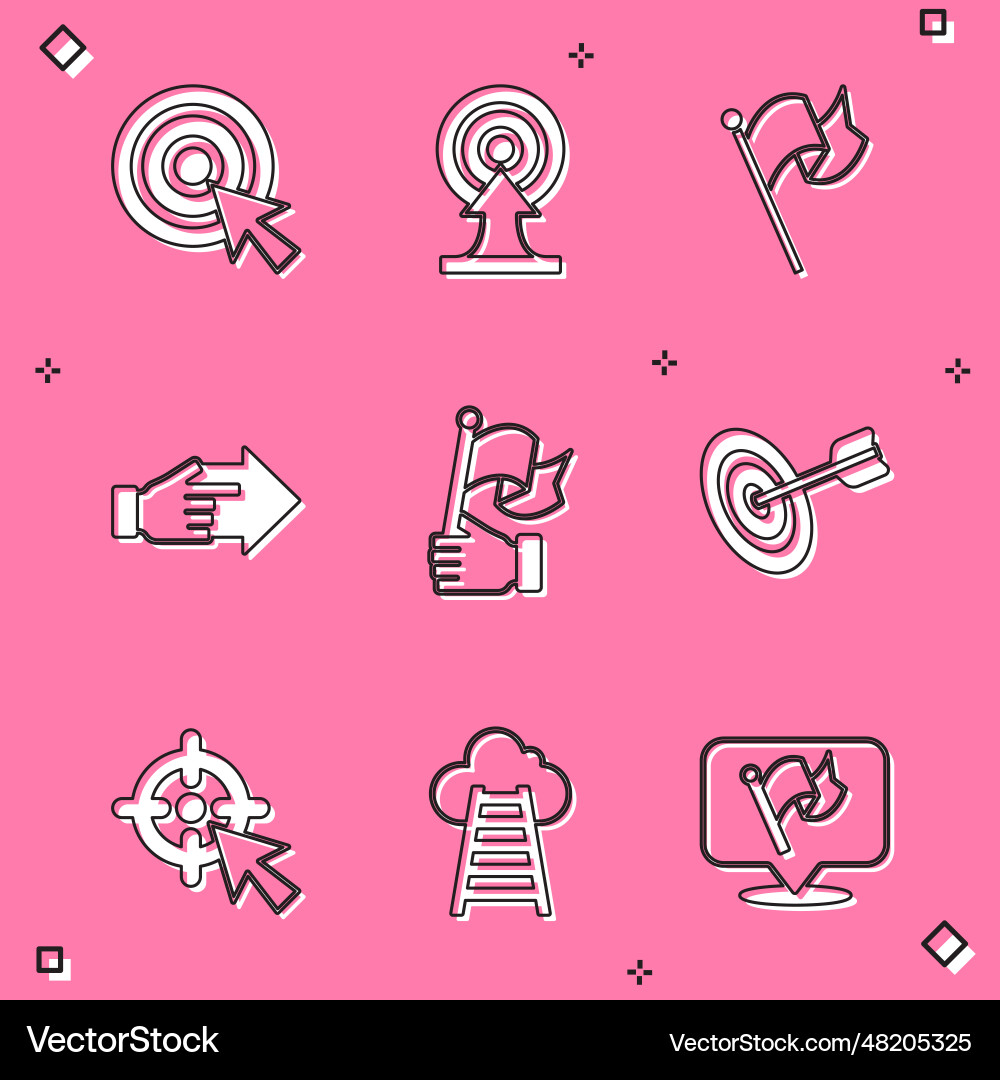 Set target with arrow flag hand pointing finger Set target with arrow flag hand pointing finger Vector Image