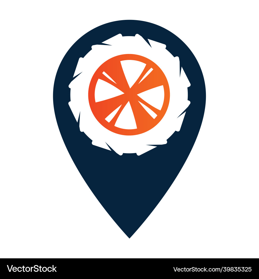 Wheel and map pointer logo combination Vector Image