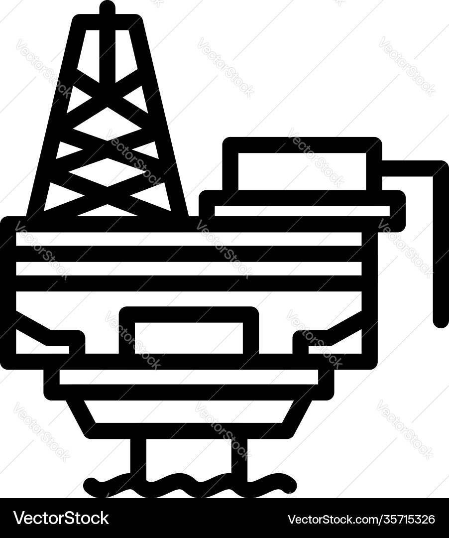 Anlage Meer Bohranlage Ikone Umriss Stil Anlage Meer Bohranlage Ikone Umriss Stil vektorbild