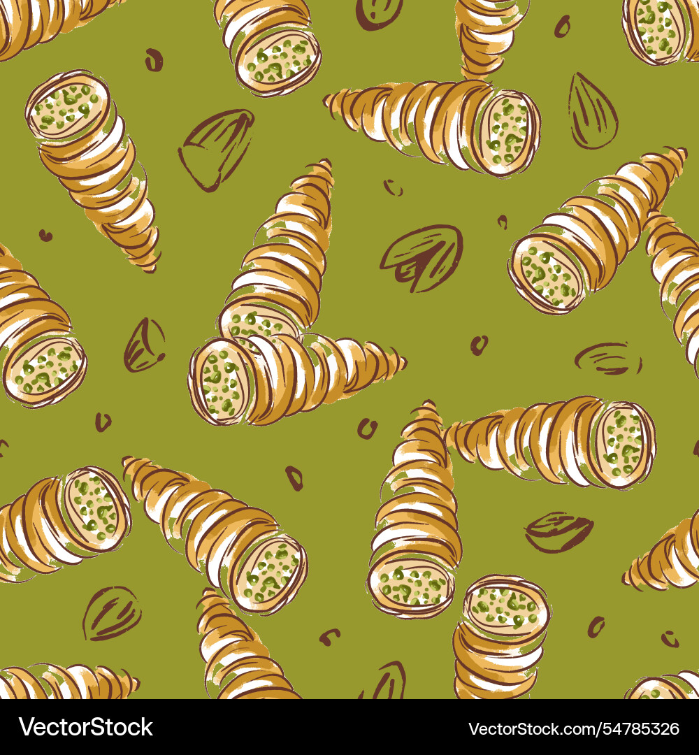 Arabic rolls sweet seamless pattern Arabic rolls sweet seamless pattern vector image